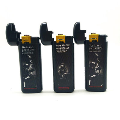 Customized Request Windproof Electronic Lighter with ABS Material and Custom Sticker