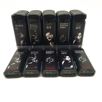 Customized Request Windproof Electronic Lighter with ABS Material and Custom Sticker