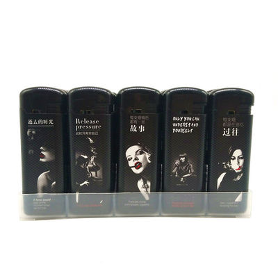 Customized Request Windproof Electronic Lighter with ABS Material and Custom Sticker