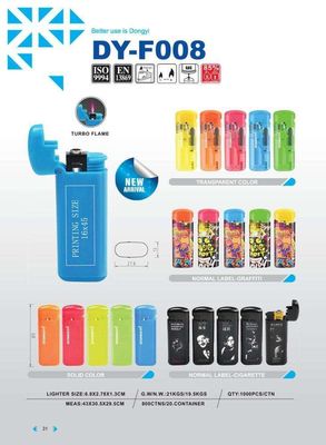 Torch Dongyi Electric Windproof Lighter with ISO9994 Dy-F008 High Sale 6.8*2.78*1.3CM