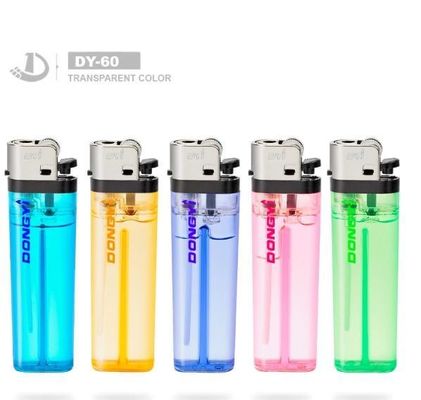 Plastic Model NO. DY-60 Transparent Color Cigarette Flint Gas Lighter with Consumption