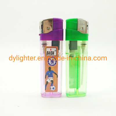 Dy-588 Transparent Five Colors Body with Baida Sticker Kitchen Gas Lighter and Durable