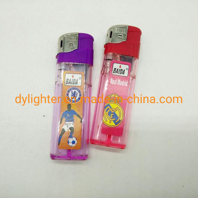 Dy-588 Transparent Five Colors Body with Baida Sticker Kitchen Gas Lighter and Durable