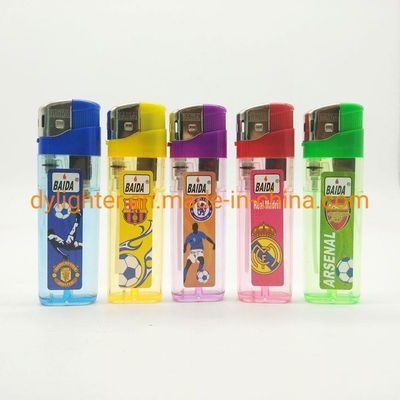 Dy-588 Transparent Five Colors Body with Baida Sticker Kitchen Gas Lighter and Durable