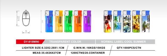 Electric Lighter with Transparent Color OEM and Cute Appearance 6.32*2.29*1.1CM