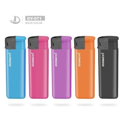 EU Standard Electric Lighter with Solid Color from Model NO. DY-071 8.0*2.49*1.0CM