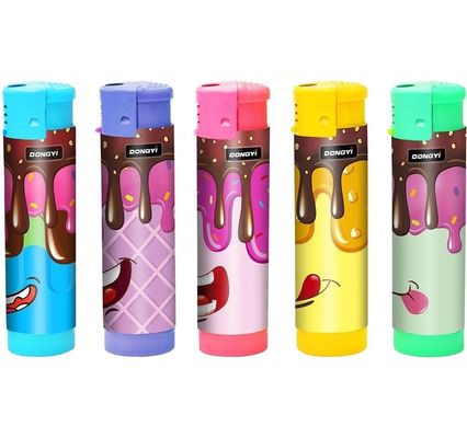 Dy-1701 LED Lamp Plastic Gas Electric Cigarette Fire Lighter 8.3*2.17*1.7 CM for OEM