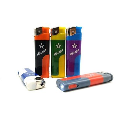 Carton Size 44*26*27cm Refillable Electronic Soft Piezo Flame Gas Lighter with LED