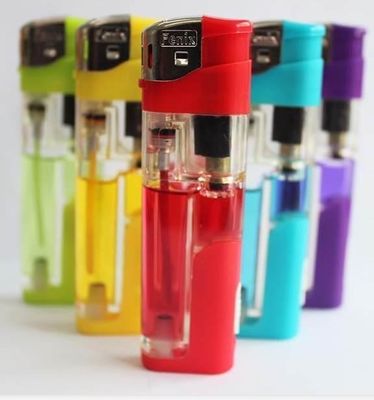 Transparent Color Cigarette Lighter with LED Custom Logo Electric Lighter Customization