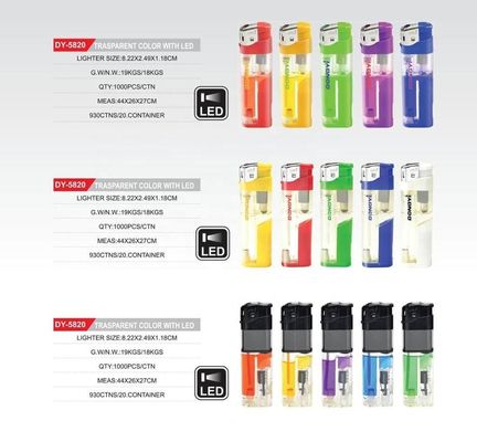 Five Colors White LED Lamp Soft Flame Electronic Lighter Gas Refillable Cigar Lighter