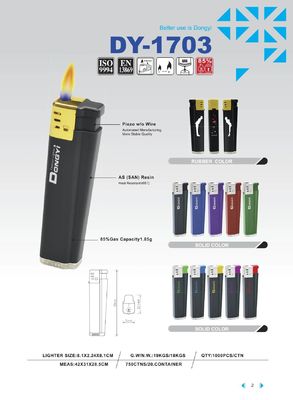 8.1*2.24*8.1CM Customizable Dy-1703 Five Colors Unique Plastic Lighter
