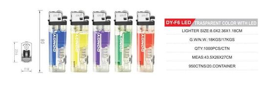 Flint Gas Lighter With LED Light Dy-F6 LED 80*23.6*11.8mm Kitchen LED Lighter