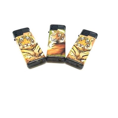 ISO9994 Standard Turbo Flame Windproof Gas Lighter with Tiger Sticker Customized Logo