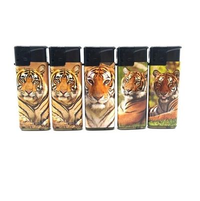ISO9994 Standard Turbo Flame Windproof Gas Lighter with Tiger Sticker Customized Logo