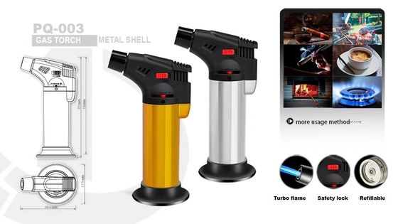 Refillable Butane Gas BBQ Torch Cigar Lighter with Punch Cutter Portable and Jet Flame
